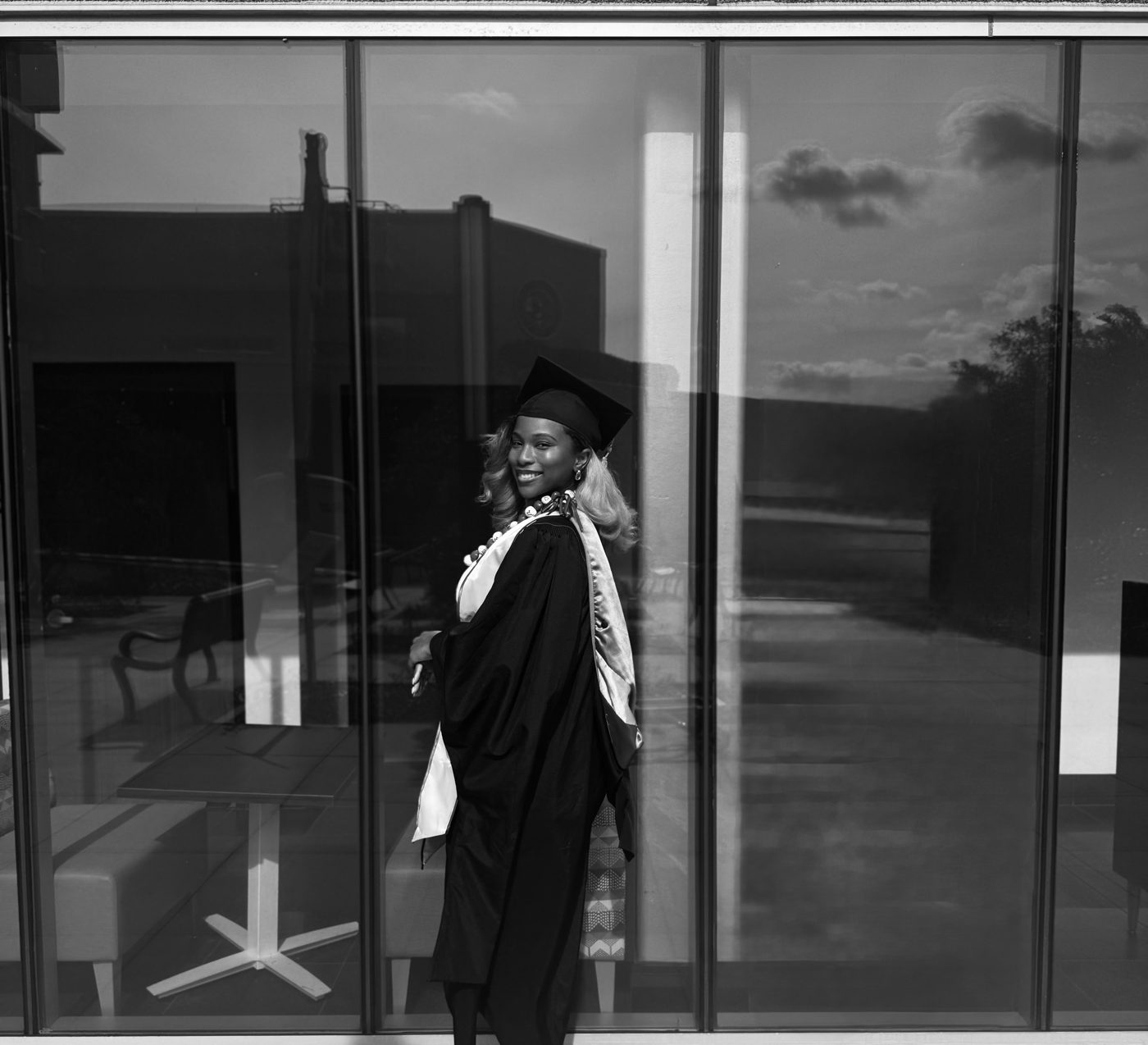 Zayviana in her cap and gown at her USF graduation